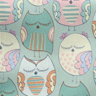 Delicately Colored Owl Jersey Backed Fleece