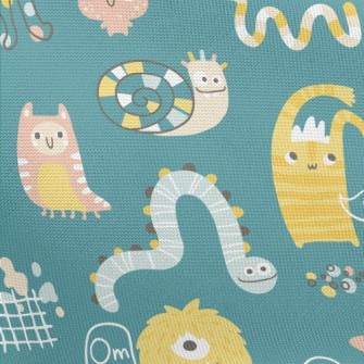 Strange And Cute Monsters Pongee