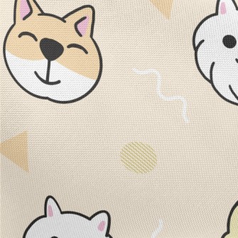 Cute Puppy And Geometric Patte Pongee