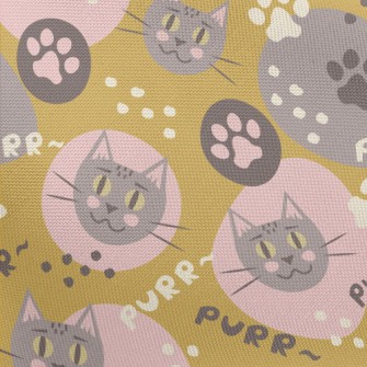 Cartoon Color Block Cat And Ca Pongee