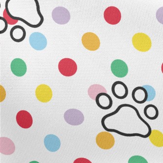 Colorful Dots And Dog Paw Prin Pongee