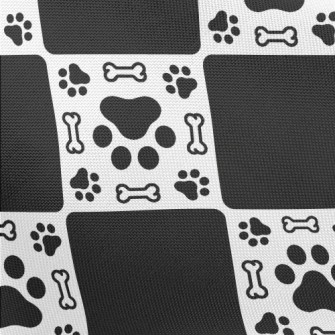 Dog Paw Print Bone With Black  Pongee