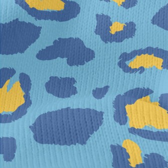 Blue And Yellow Leopard Print Stretch Jersey