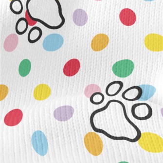 Colorful Dots And Dog Paw Prin Stretch Jersey