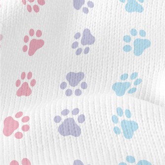 Colorful Dog Paw Prints Stretch Jersey