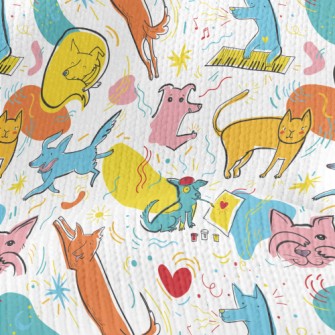 Cats And Dogs In Different Pos Stretch Jersey