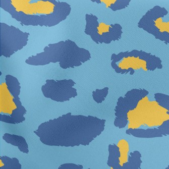 Blue And Yellow Leopard Print Lightweight Cotton Poplin