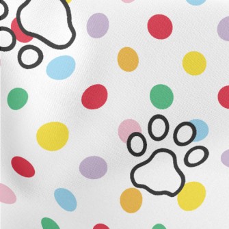 Colorful Dots And Dog Paw Prin Lightweight Cotton Poplin