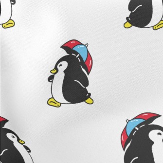 Cute Penguin Holding An Umbrel Lightweight Cotton Poplin