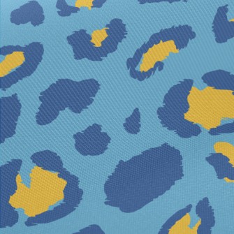 Blue And Yellow Leopard Print Midweight Cotton Poplin