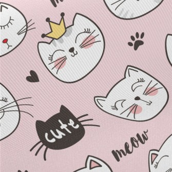 Cats With Various Expressions Midweight Cotton Poplin