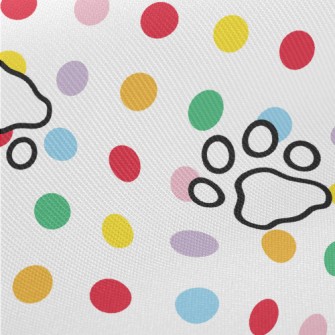 Colorful Dots And Dog Paw Prin Midweight Cotton Poplin