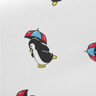 Cute Penguin Holding An Umbrel Midweight Cotton Poplin