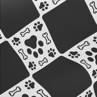 Dog Paw Print Bone With Black  Midweight Cotton Poplin