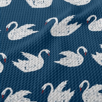 Hand Drawn White Swan Birdseye Piqué