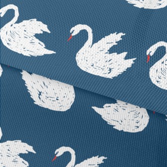 Hand Drawn White Swan Waterproof Oxford
