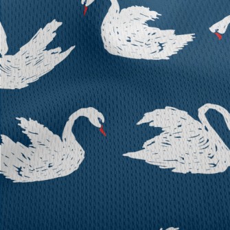 Hand Drawn White Swan Athletic Mesh Flat Back