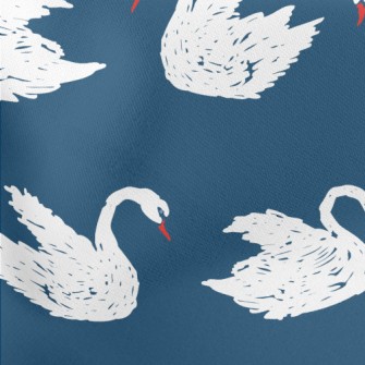 Hand Drawn White Swan Stretch Ponte