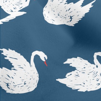 Hand Drawn White Swan Micro Fleece
