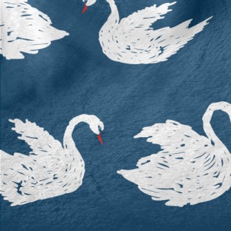 Hand Drawn White Swan Minky
