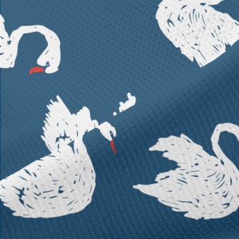 Hand Drawn White Swan Piqué