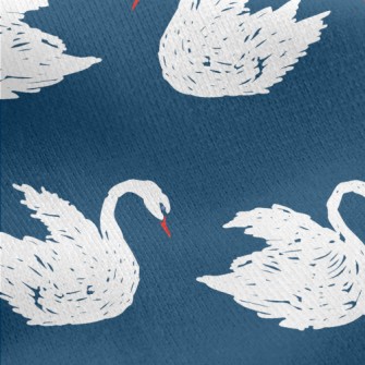 Hand Drawn White Swan Jersey Backed Fleece