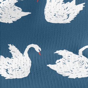 Hand Drawn White Swan Stretch Jersey