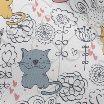 Colorful Hand Drawn Cat Chiffon