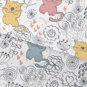 Colorful Hand Drawn Cat Waterproof Oxford