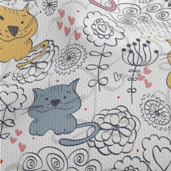 Colorful Hand Drawn Cat Athletic Mesh Flat Back