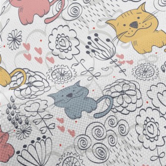 Colorful Hand Drawn Cat Performance Linen