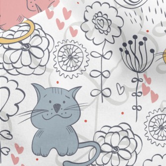 Colorful Hand Drawn Cat Micro Fleece