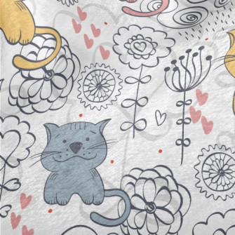 Colorful Hand Drawn Cat Minky