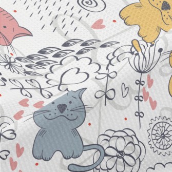 Colorful Hand Drawn Cat Piqué