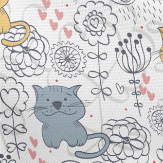 Colorful Hand Drawn Cat Pongee