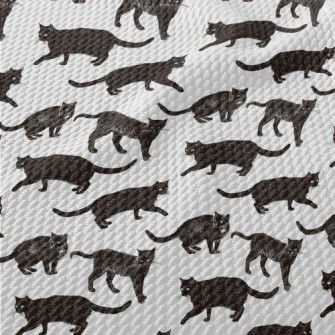 Realistic Hand Drawn Black Cat Birdseye Piqué