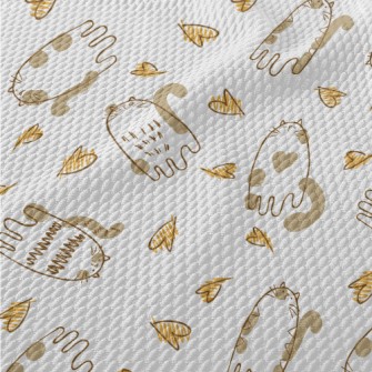 Hand Drawn Brush Cat Birdseye Piqué