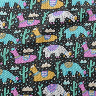 Brightly Colored Alpacas Birdseye Piqué