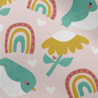 Green Birds And Flowers Rainbo Chiffon