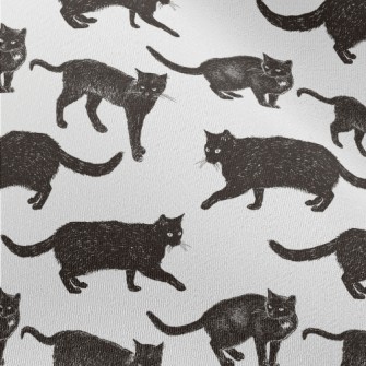 Realistic Hand Drawn Black Cat Chiffon