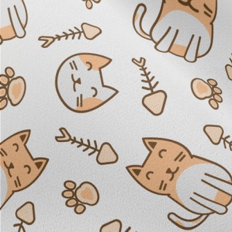 Cute Cat Fish Bone Footprints Chiffon