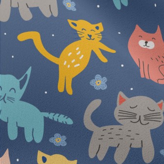 Colorful Cute Cats And Flowers Chiffon