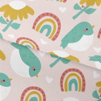 Green Birds And Flowers Rainbo Waterproof Oxford