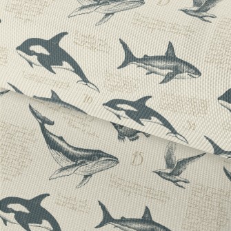 Hand-painted Marine Life Like  Waterproof Oxford