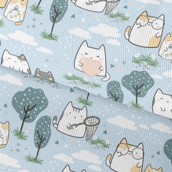 Cute Cat Goes For A Walk Waterproof Oxford