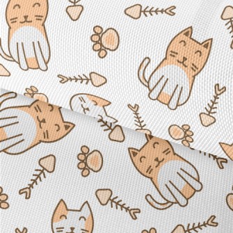 Cute Cat Fish Bone Footprints Waterproof Oxford