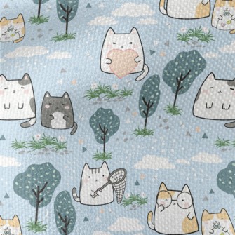 Cute Cat Goes For A Walk Waterproof Canvas