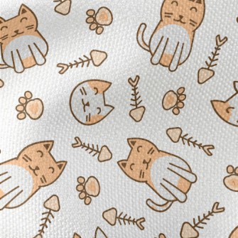 Cute Cat Fish Bone Footprints Waterproof Canvas