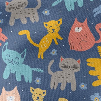 Colorful Cute Cats And Flowers Waterproof Canvas