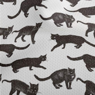 Realistic Hand Drawn Black Cat Athletic Mesh Flat Back